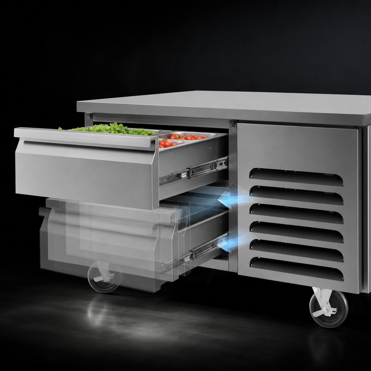 Product image #3 for Southbend Platinum Series 84-Inch Low-Height Remote Refrigerated Base with 6 Self-Closing Drawers