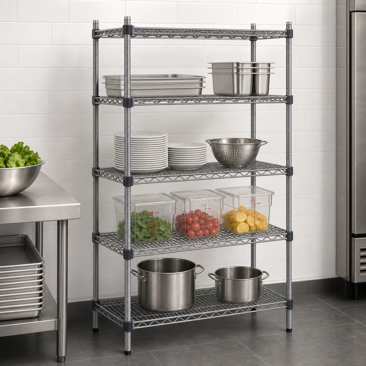 Product image #3 for Eagle Valu-Master Quad-Adjust 4-Tier Wire Shelving Starter Unit, 36 x 18 x 74 Inches, Pewter Gray Epoxy