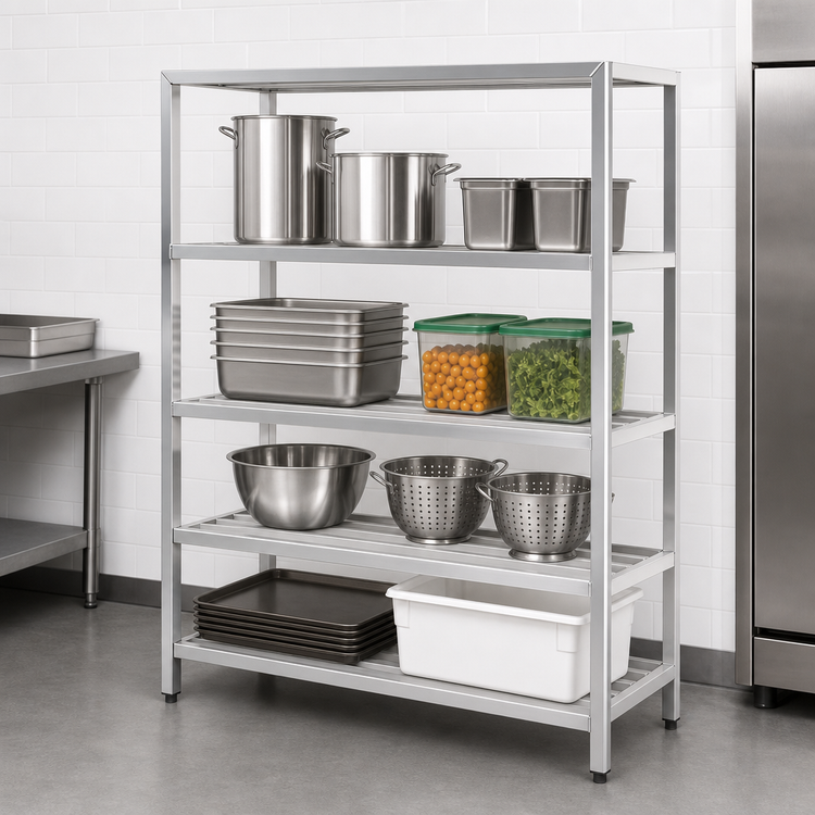 Product image #3 for New Age H.D. Series 4-Tier Heavy-Duty All-Welded Aluminum Shelving Unit, 42 x 20 x 72 Inches