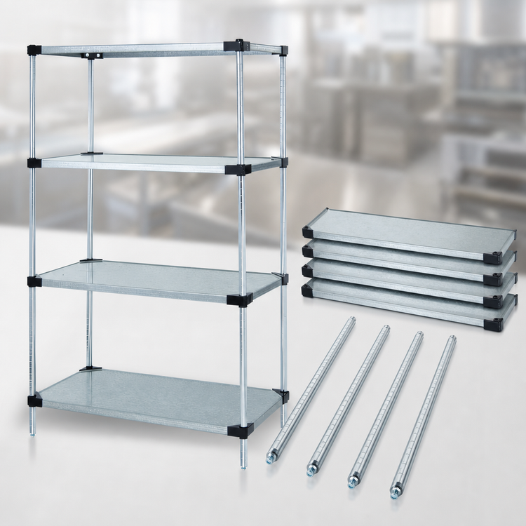 Product image #3 for Quantum Solid Shelving Starter Kit with 4 Solid Shelves, 24"W x 24"D x 54"H