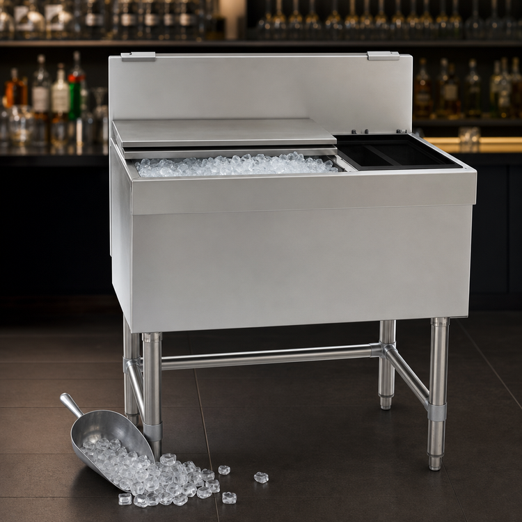Product image #3 for Spec-Bar 42-Inch W x 24-Inch D Insulated Combo Ice Bin/Bottle Unit, 106 lb Capacity