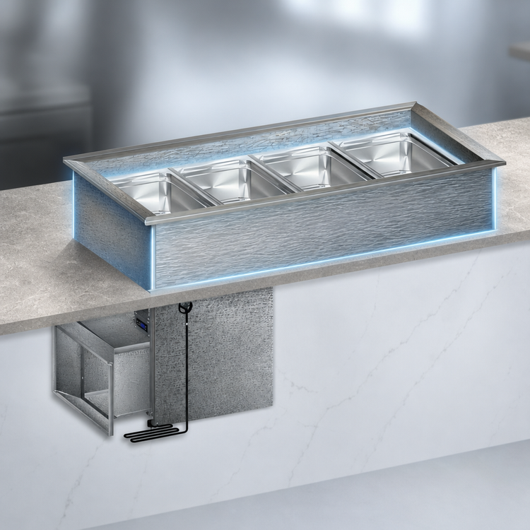 Product image #3 for Randell RCP-7 Drop-In Self-Contained Refrigerated Cold Pan, 95-Inch x 26-Inch, 7 Full-Size Pans