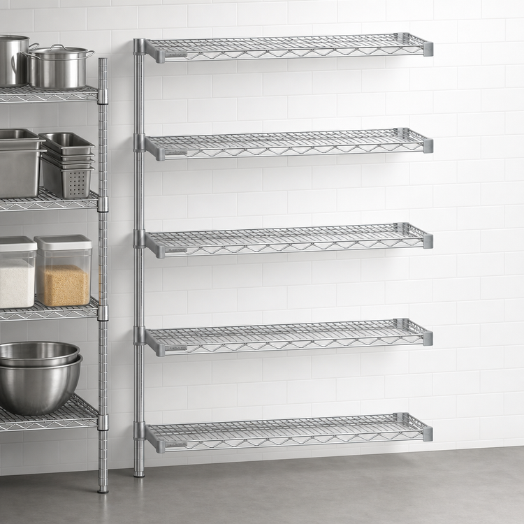 Product image #3 for Eagle Group 5-Tier Add-On Wire Shelving Unit, 48" x 18" x 74", Stainless Steel Finish