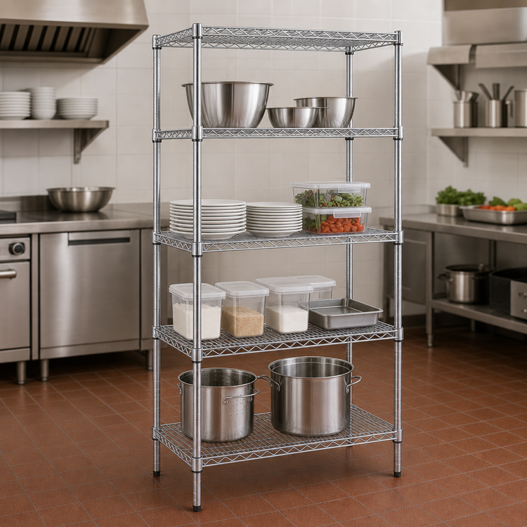 Product image #3 for Eagle Group 4-Tier Chrome Wire Shelving Starter Unit, 24 x 18 x 63 Inches