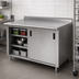 Thumbnail image #3 for Advance Tabco 84-Inch x 30-Inch Enclosed Work Table with Sliding Doors and 14-Gauge 304 Stainless Steel Top