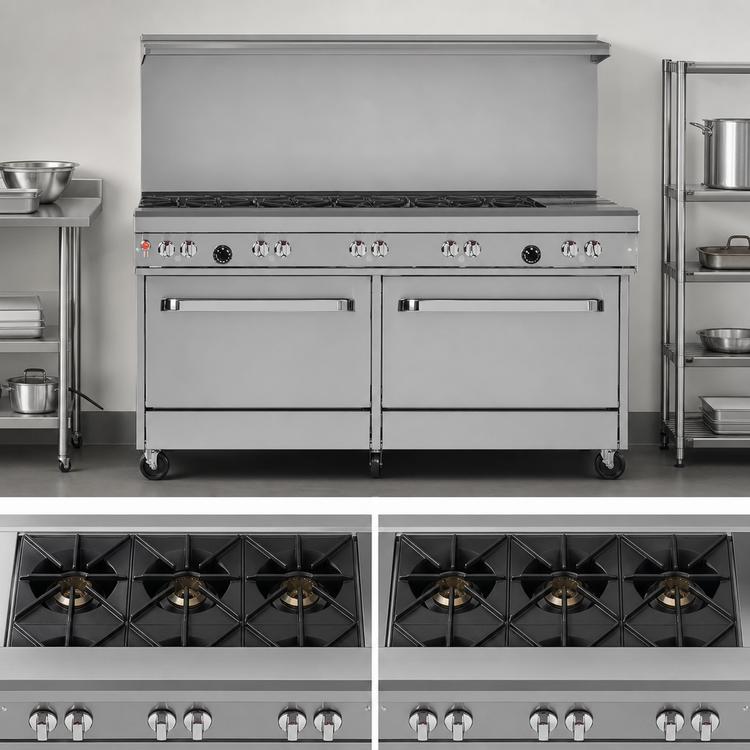 Product image #3 for Southbend Ultimate 60-Inch Gas Restaurant Range with 3 Star/Sauté Front Burners, 3 Rear Non-Clog Burners, 24-Inch Griddle/Broiler, and 2 Cabinets