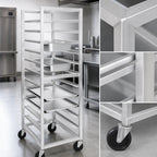 Thumbnail image #3 for Channel Manufacturing UTR-9 Aluminum End-Load Steam Table Pan Rack, 9-Pair Capacity, 36"H, 3" Spacing, 5" Casters