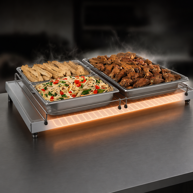 Product image #3 for Hatco Glo-Ray Freestanding Heated Shelf, 48 Inch Wide x 19.5 Inch Deep, Stainless Steel Top