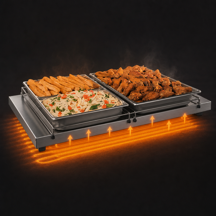 Product image #3 for Hatco Glo-Ray Free-Standing Heated Shelf, 30 Inch Wide x 19.5 Inch Deep, Stainless Steel Top