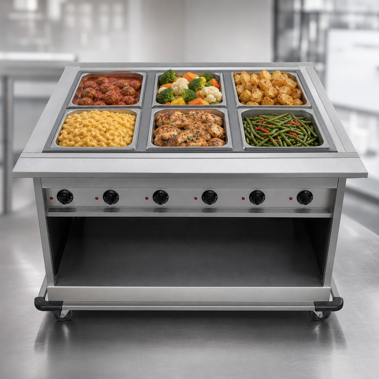Product image #3 for Spec-Master PHT6CB-208 Portable Electric 6-Pan Hot Food Table with Enclosed Base