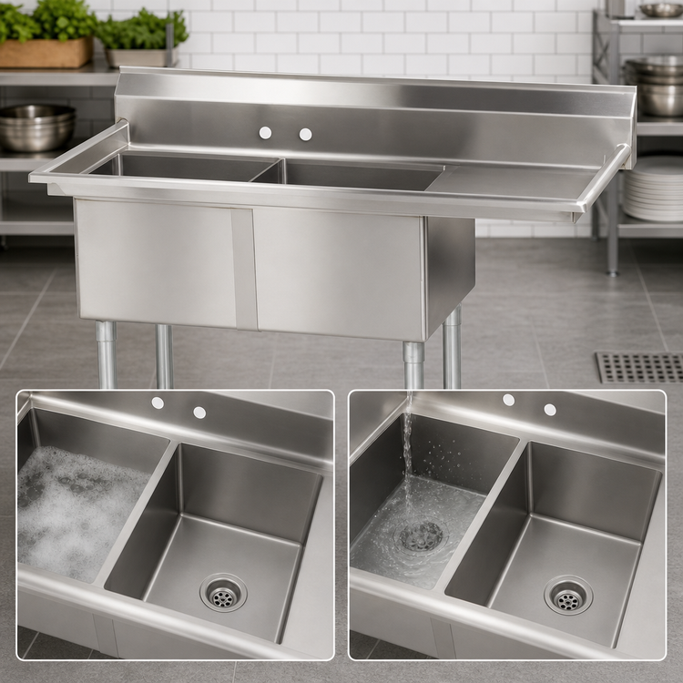 Product image #3 for Advance Tabco Special Value 2-Compartment Fabricated Sink with Right Drainboard
