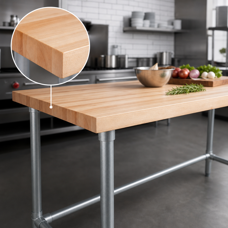 Product image #3 for John Boos JNB16 Wood Top Work Table with Galvanized Base, 72 x 36 Inches, 1-1/2 Inch Thick Northern Hard Rock Maple Top