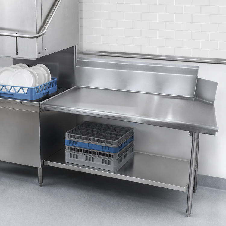 Product image #3 for Advance Tabco Straight Clean Dish Table, Right-Hand Attachment, 107 x 30 Inches