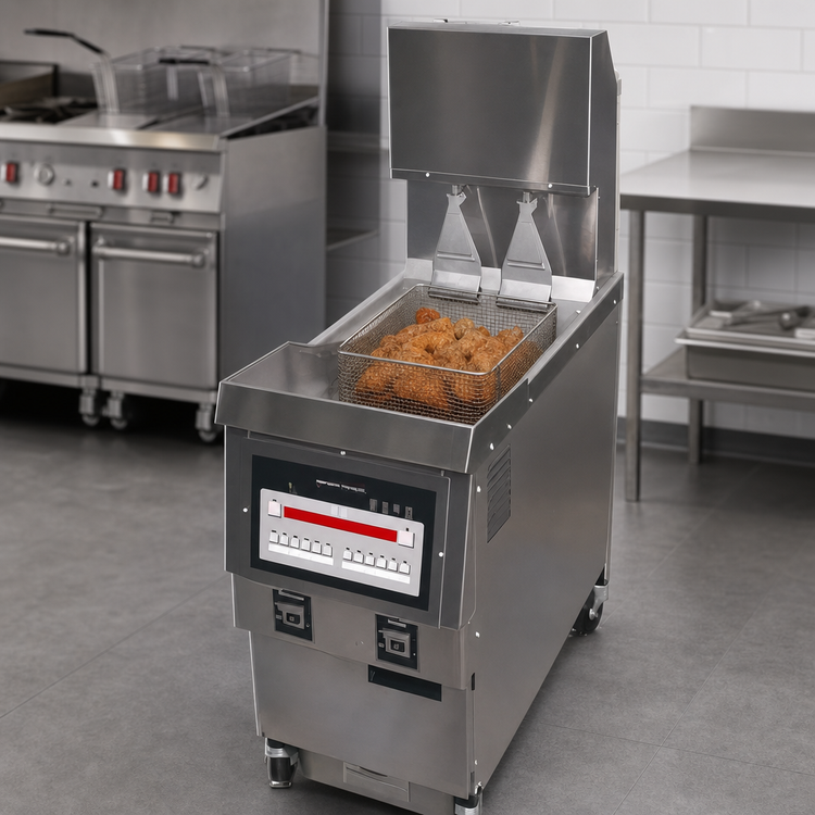 Product image #3 for Henny Penny OGA321.0 1-Well Gas Auto-Lift Open Fryer, 65 lb Capacity, Built-In Filtration, Computron 8000 Controls