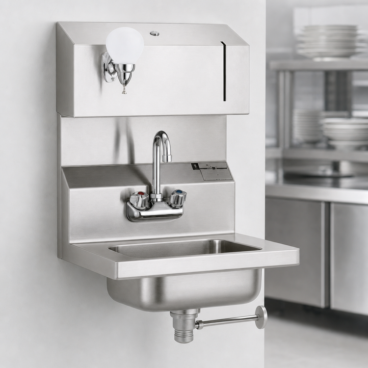 Product image #3 for Wall-Mount Hand Sink with Faucet, Towel & Soap Dispensers, 14 x 10 x 5-Inch Bowl, 304 Stainless Steel