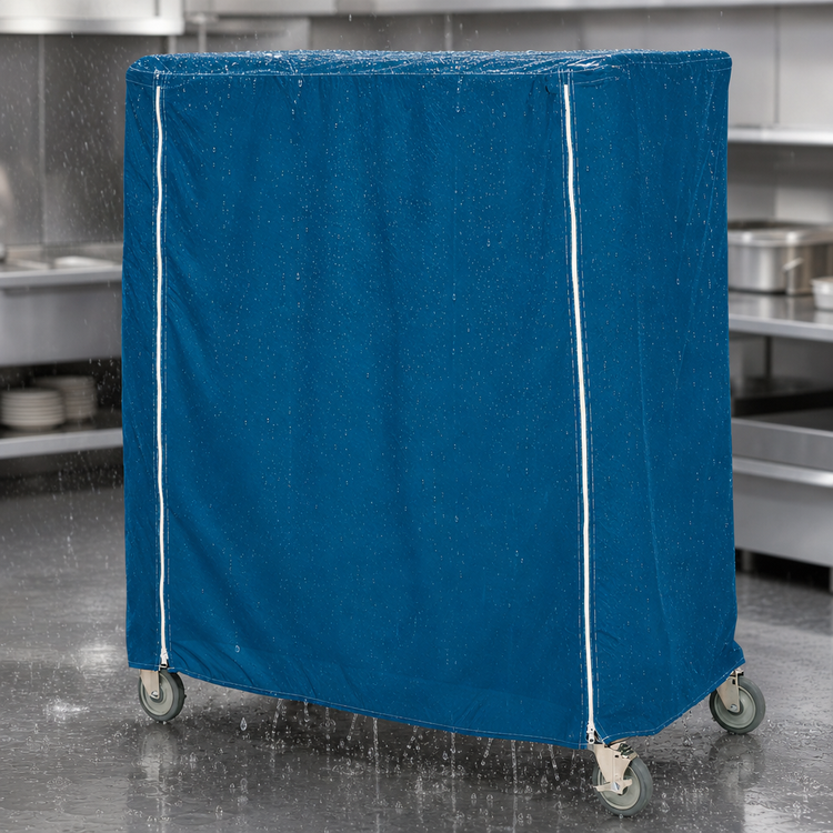 Product image #3 for Metro Waterproof Vinyl-Nylon Banquet Cart Cover, 48 x 21 x 74 Inches, Mariner Blue