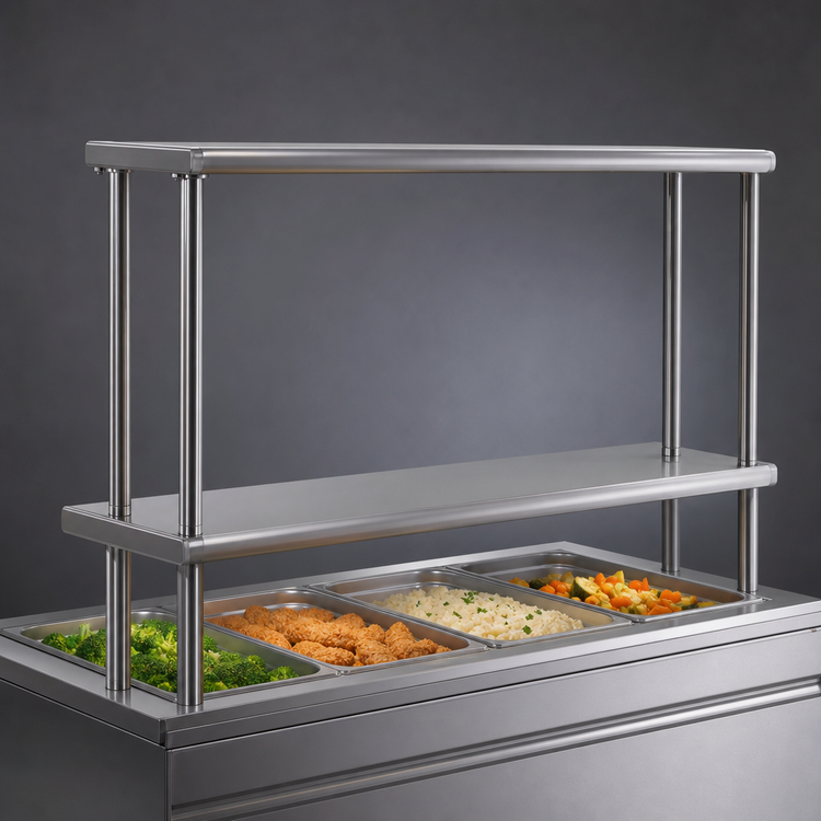 Product image #3 for Flex-Master 48-Inch Stainless Steel Table-Mount Overshelf Post Pair for Hot Food Tables