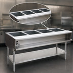 Thumbnail image #3 for Eagle Group AWT4-LP 4-Opening Propane Water Bath Hot Food Table, Open Base with Undershelf, 63-1/2 in.