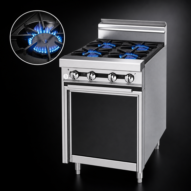 Product image #3 for Titan JTRH-4-A 24 Inch Heavy Duty Gas Range with 4 Open Burners and Cabinet Base