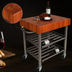 Thumbnail image #3 for Cucina D'Amico American Cherry End-Grain Butcher Block Wine Cart with Stainless Steel Base and Locking Casters