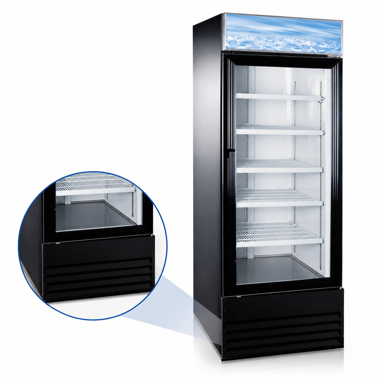 Product image #3 for Omcan 23 Cu. Ft. One-Section Reach-In Glass Door Merchandiser Refrigerator