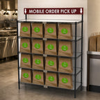 Thumbnail image #3 for Metro Chain Reaction CR1848TGSR To-Go Order Pick-Up Station with Sign, 48 x 18-Inch Shelves, Black Epoxy-Coated Steel
