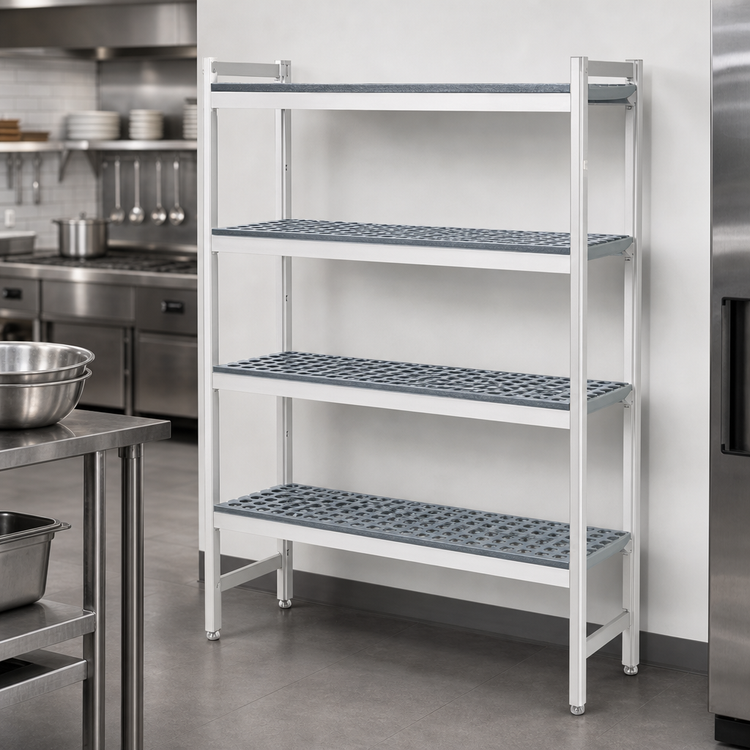 Product image #3 for Fermostock 4-Tier Stationary Starter Polymer Shelving Unit, 35W x 18D x 83H, Gray