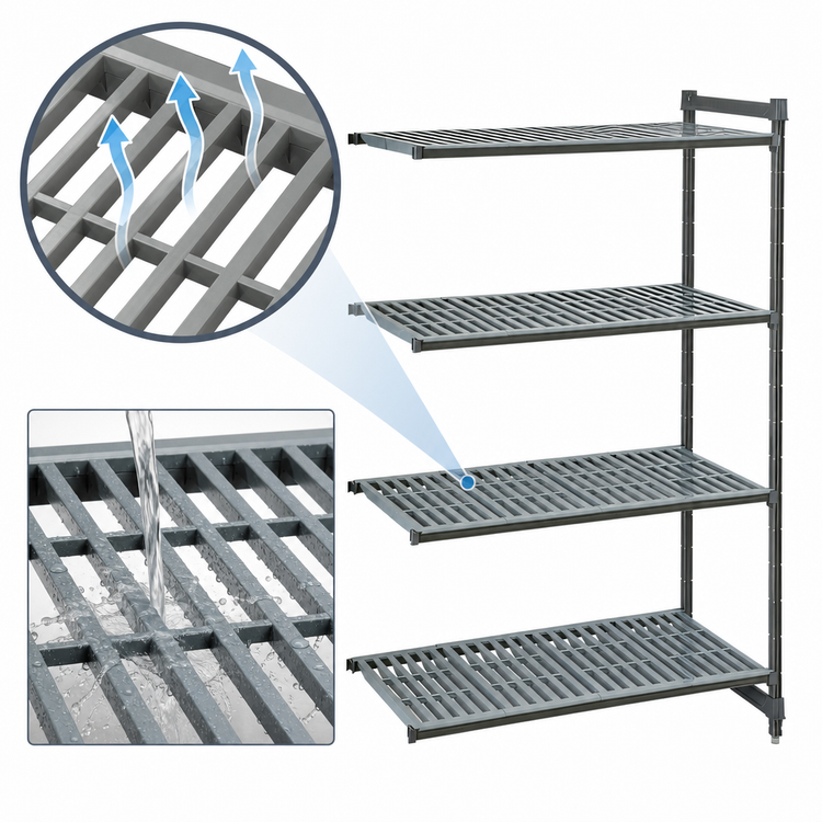 Product image #3 for Cambro Camshelving Basics Plus 4-Tier Vented Add-On Polymer Shelving Unit, 18 x 30 x 84 Inches, Brushed Graphite