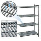 Thumbnail image #3 for Cambro Camshelving® Basics Plus CBA183084V4580 4-Tier Vented Add-On Polymer Shelving Unit, 18 x 30 x 84 Inches, Brushed Graphite