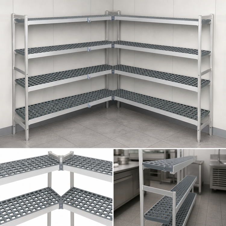 Product image #3 for Fermostock 4-Tier Corner Expansion Polymer Shelving Add-On Unit, 71" H x 38" W x 22" D