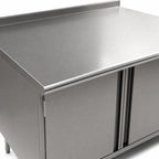 Thumbnail image #3 for Eagle Group Spec-Master UCBH24120SE 120 x 24-Inch Stainless Steel Enclosed Work Table, 14-Gauge 304 Top, 4 Hinged Doors, 1-1/2-Inch Rear Up-Turn