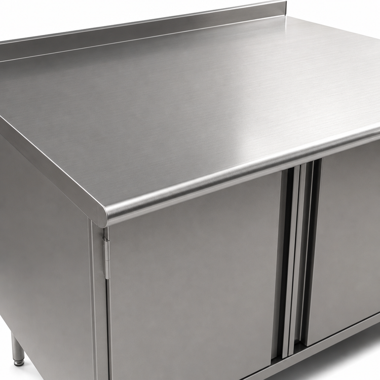 Product image #3 for Eagle Spec-Master Series Stainless Steel Enclosed Work Table with Cabinet Base and Hinged Doors, 120 x 24 Inches