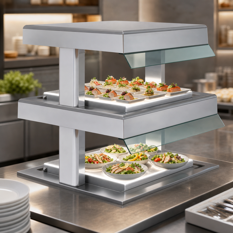 Product image #3 for Duke HotFrost HF50-2-FOL-FOL Dual Tier 50" Refrigerated Drop-In Shelf Merchandiser