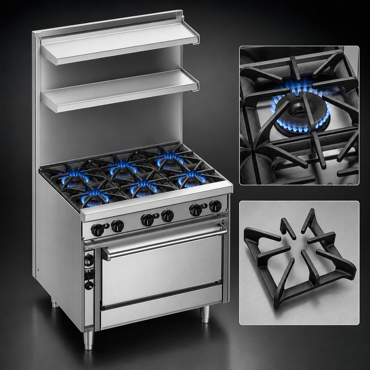 Product image #3 for Bistro 36-Inch Shallow Depth Gas Range with 6 Open Burners and Convection Oven