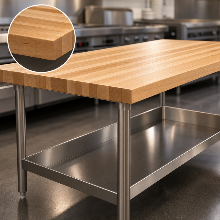Product image #3 for John Boos Northern Hard Rock Maple Wood Top Work Table, 120 x 36 Inches
