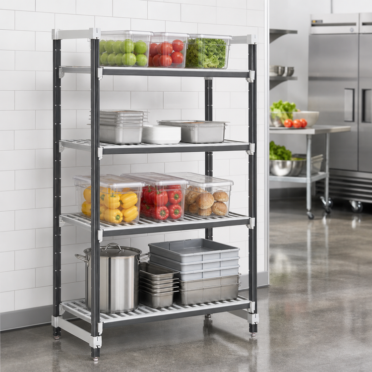 Product image #3 for Cambro Camshelving Elements XTRA 18" x 60" x 64" 4-Tier Vented Stationary Starter Unit