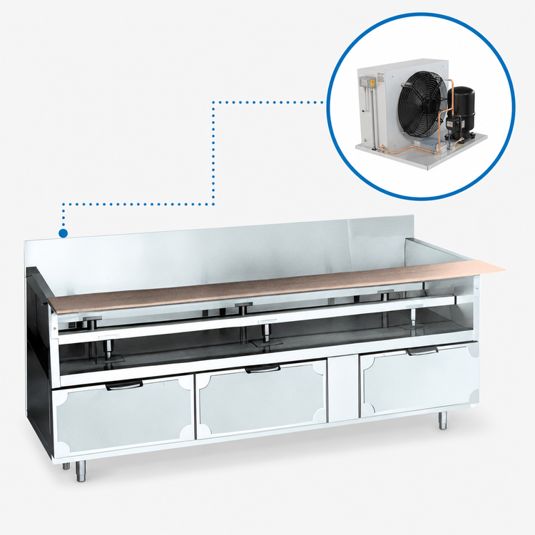 Product image #3 for La Rosa Two-Section Refrigerated Equipment Stand with 4 Drawers, Remote Refrigeration, 42-Inch W x 26.5-Inch D