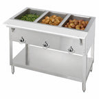 Thumbnail image #3 for Duke Manufacturing Aerohot E303 Electric 3-Well Hot Food Station with Open Stainless Steel Base and Carving Board