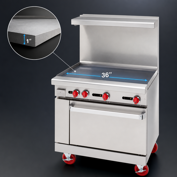 Product image #3 for American Range 36-Inch Gas Restaurant Range with 36-Inch Griddle and Standard Oven