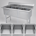 Thumbnail image #3 for 53-Inch Three-Compartment Stainless Steel Sink with 16 x 20 x 12 Fabricated Bowls, No Drainboard