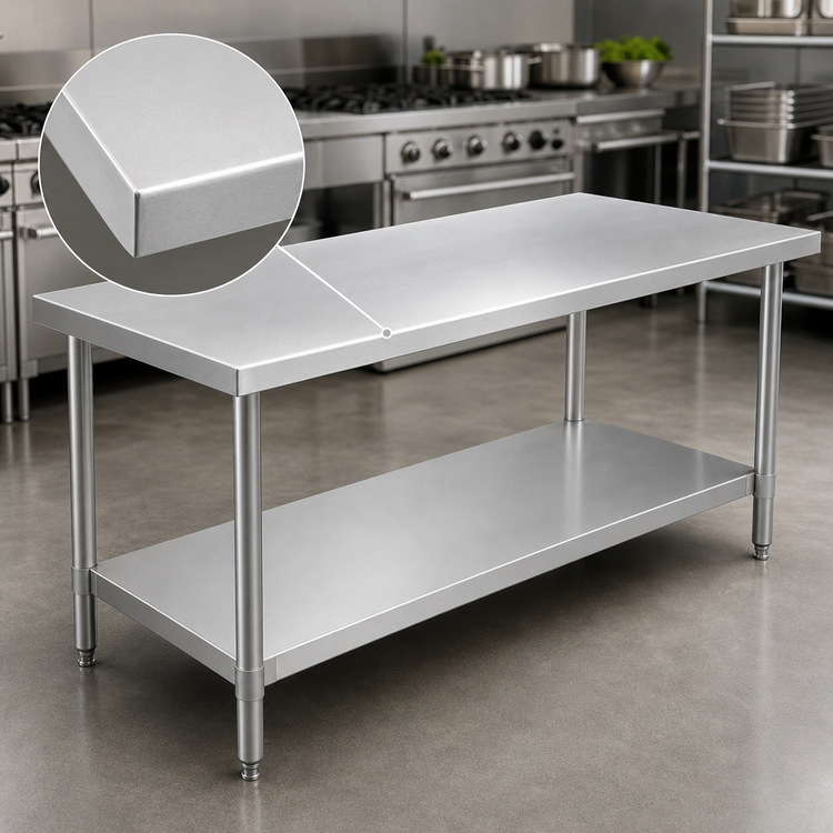Product image #3 for Spec-Master Marine Series 14-Gauge Stainless Steel Work Table with Adjustable Undershelf, 72"W x 36"D