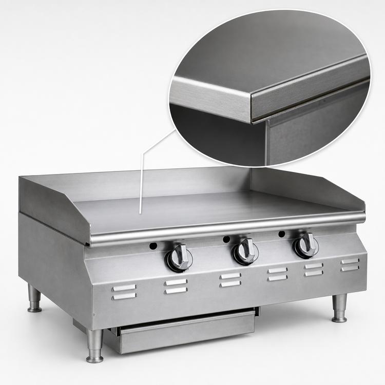Product image #3 for RedHots Chef's Line 36-Inch Countertop Natural Gas Griddle with 3/4-Inch Smooth Polished Steel Plate, 94,000 BTU