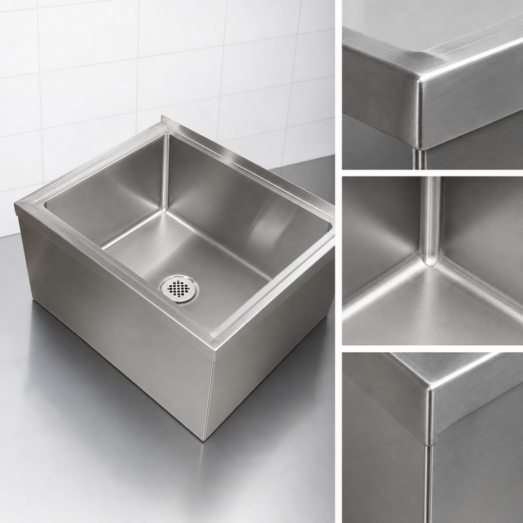 Product image #3 for John Boos Floor-Mounted Stainless Steel Mop Sink with 24 x 24 x 12 Inch Compartment