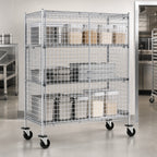 Thumbnail image #3 for Metro Super Erecta SEC66EC Mobile Chrome-Plated Wire Security Cage, No Shelves, 65W x 33-1/2D x 68-1/2H