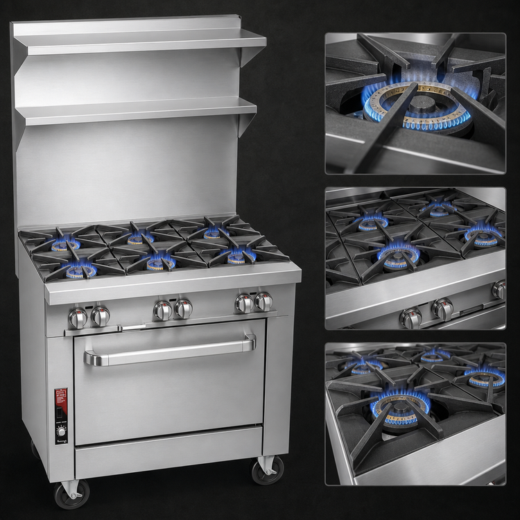 Product image #3 for Southbend Platinum 48-Inch Heavy Duty Commercial Gas Range with 8 Open Burners, Standard Oven Base, and 12-Inch Cabinet