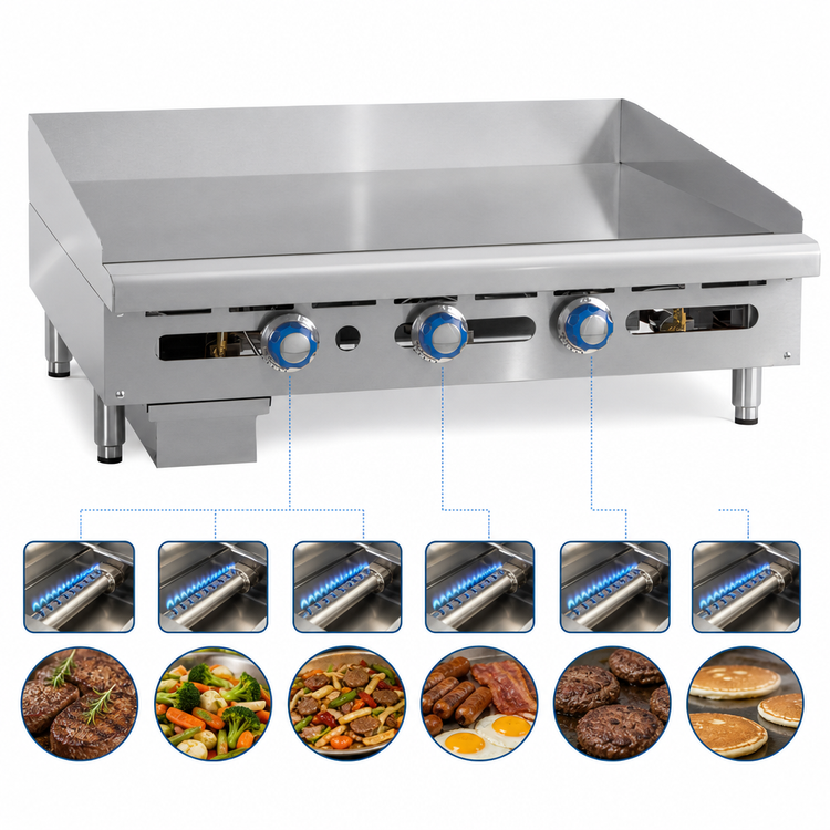 Product image #3 for Imperial ITG-72 72-Inch Countertop Gas Griddle with Thermostatic Controls and 24-Inch Deep Polished Steel Plate