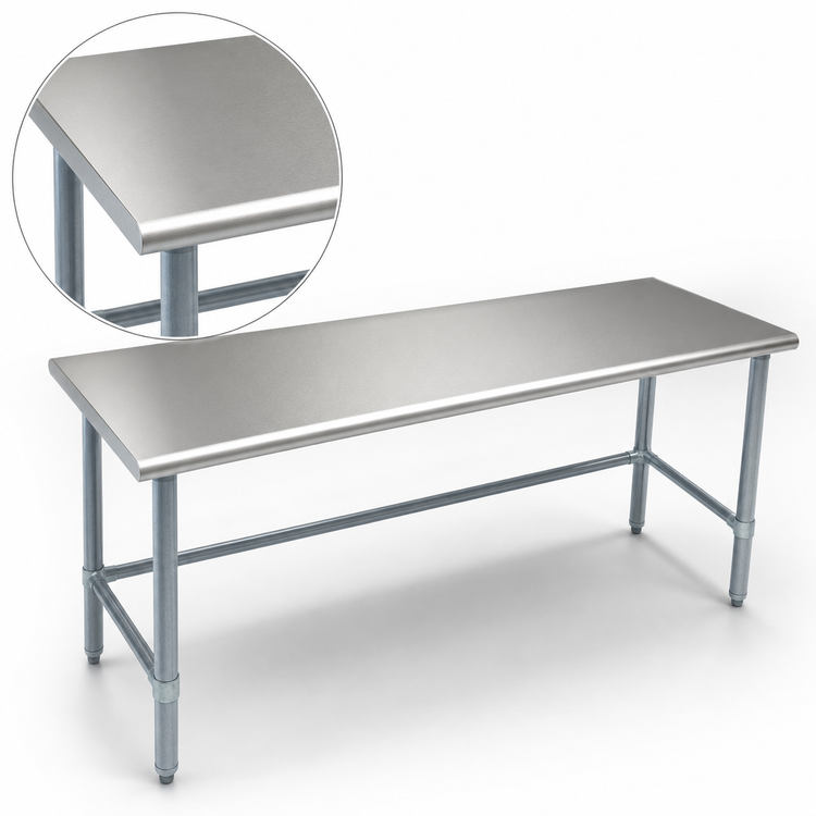 Product image #3 for Eagle Group Budget Series 120-Inch x 24-Inch Stainless Steel Work Table with Galvanized Tubular Base