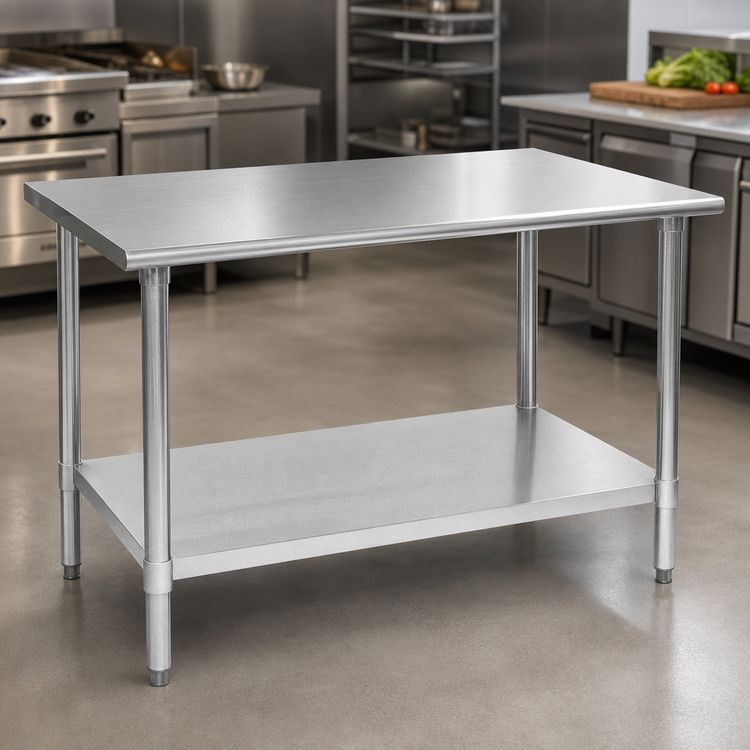 Product image #3 for Eagle Group Budget Series 60"W x 36"D Flat Top Work Table with 430 Stainless Steel Top and Adjustable Galvanized Undershelf