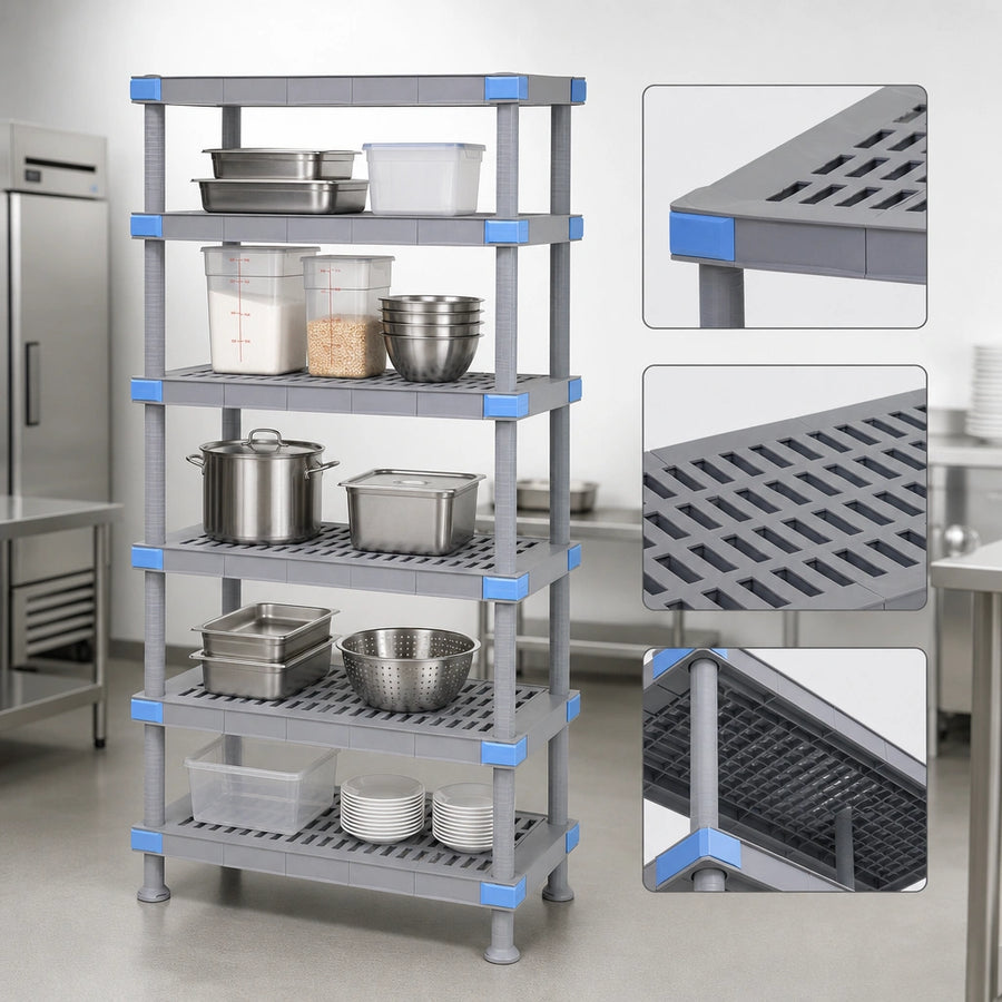 Five Open Grid Shelves
