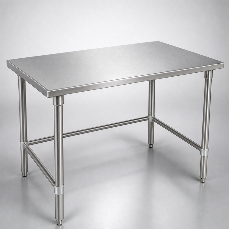 Product image #3 for John Boos Stallion 84 Inch x 24 Inch Stainless Steel Work Table with Safety Edge and Galvanized Open Base